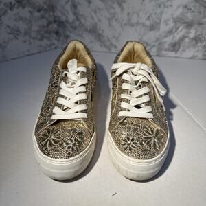 Betsey Johnson Jeweled Bridal Wedding Sneakers Women’s Size 6.5 Sparkle Platform